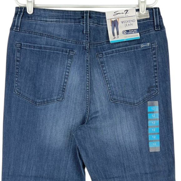 NWT Seven7 Women's Blue Weekend Easy Fit Boyfriend Jeans Size 12 Rolled Cuff - Picture 4 of 15